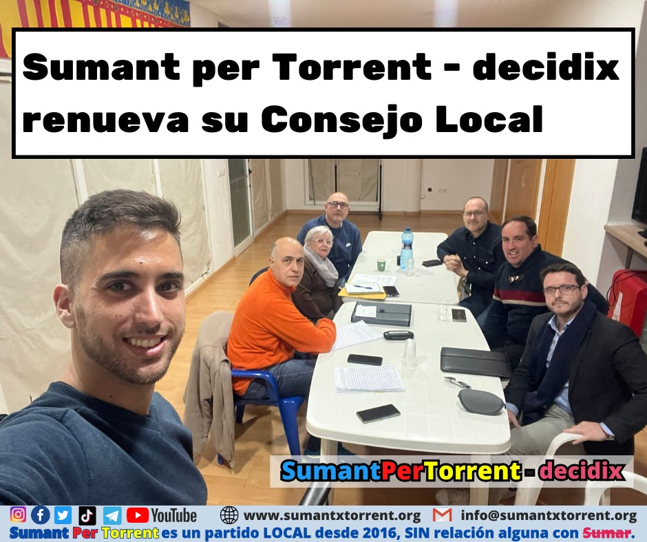 SumantxTorrent's tweet photo. 👥 En la asamblea celebrada por Sumant per Torrent - @decidix se han renovado los cargos del Consejo Ejecutivo Local. 

👇🏽 Para conocer su nueva composición y todos los detalles: https://t.co/q6cQW1Lspu https://t.co/vbagBhXMF0