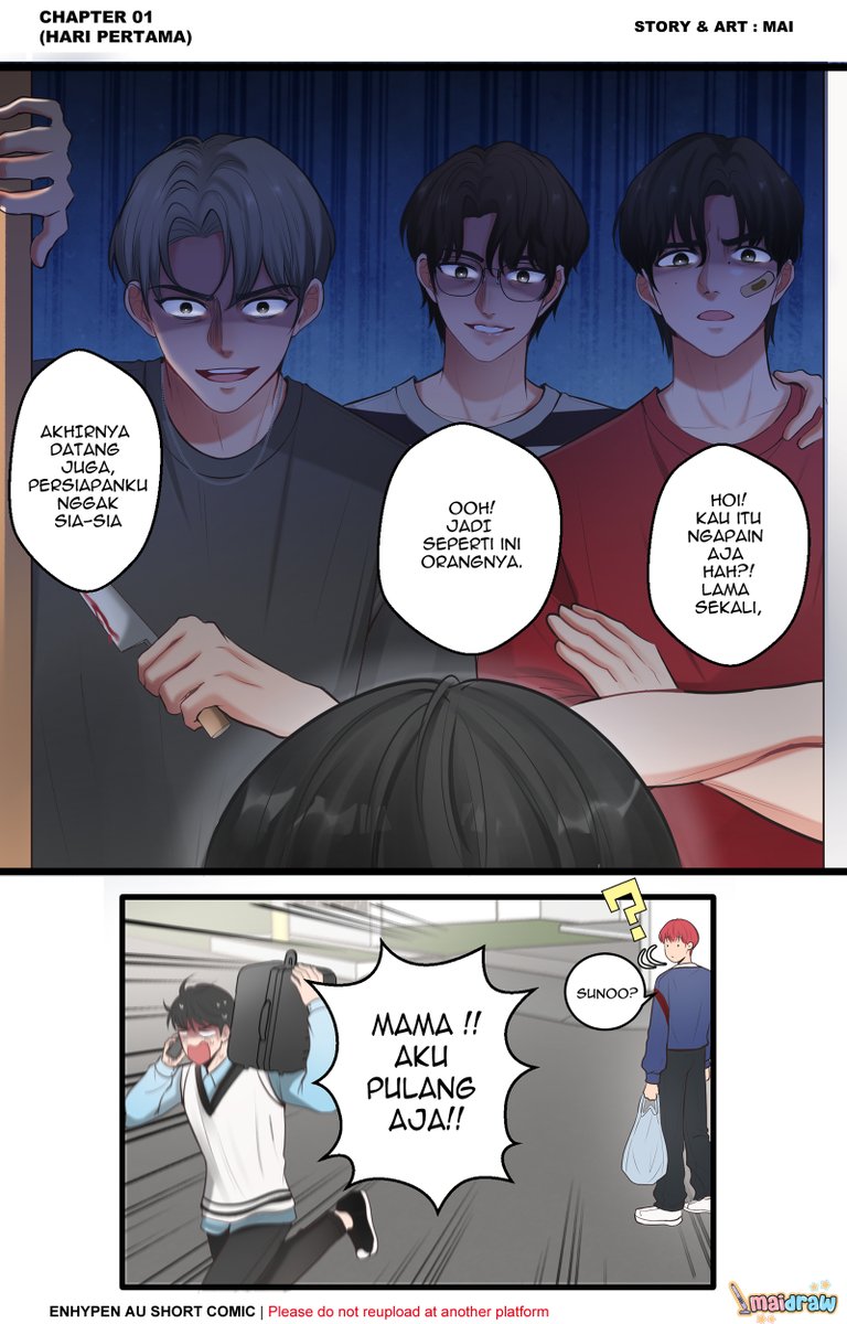 _maidraw's tweet image. Enhypen AU  Short Comic
"UNDER 20"
-Chapter 01- (Hari Pertama)
------------------
School Life, Slice of Life, comedy (maybe)