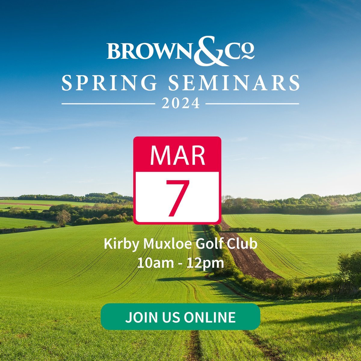 Due to popular demand we are live streaming our Leicester Spring Seminar at the Kirby Muxloe Golf Club this Thurs 7th March 2024 at 10am. Our experts will provide an insight into the evolving agricultural landscape. To join us online, visit: bit.ly/3wCpegV