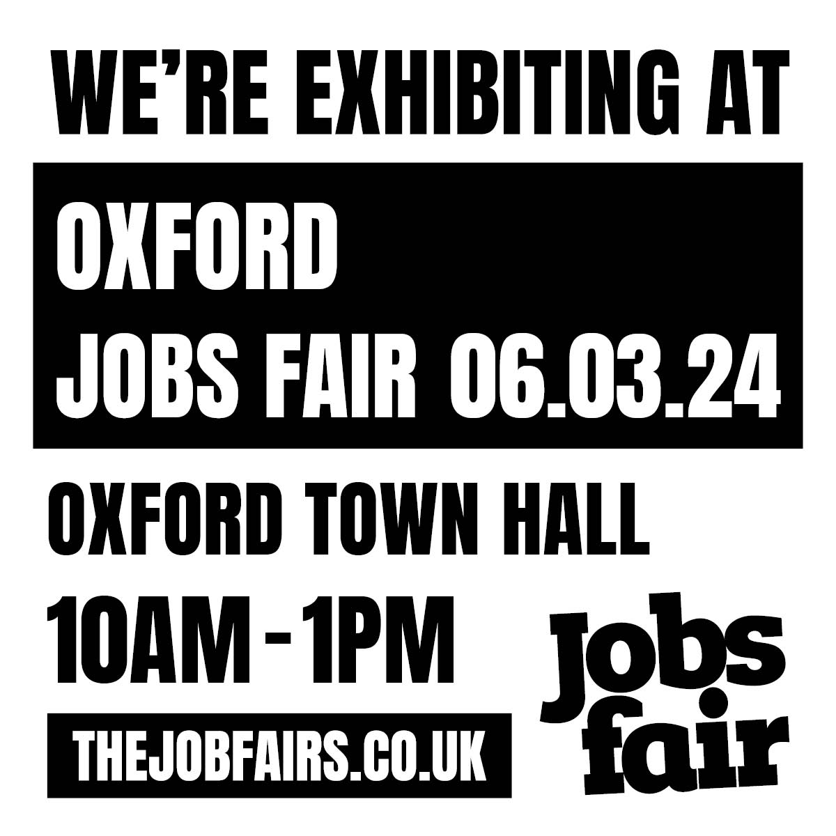 We're at Oxford @TheJobsFair today in Oxford Town Hall #recruiting for a number of positions at Connection Support Pop over to our stand to see if you're the perfect fit for one of our roles ow.ly/x4St50QKAFa