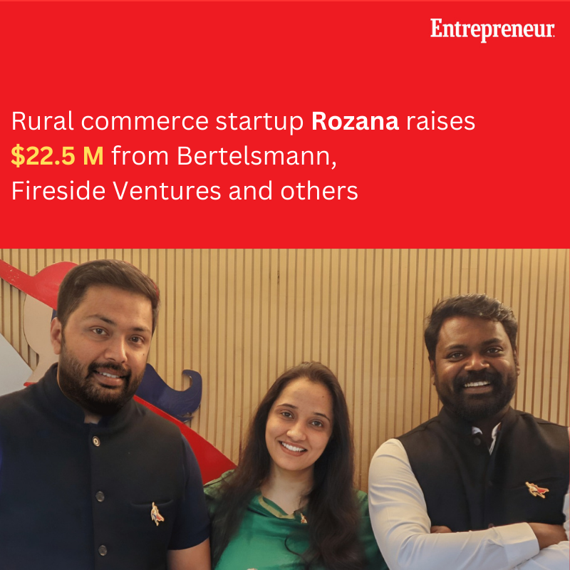 EntrepreneurAPJ's tweet photo. 📢 Exciting news!🎉
Rural Commerce Startup Rozana just secured a massive 💰USD 22.5 Mn💰 investment from industry leaders Bertelsmann, Fireside Ventures, and more!🙌🎉
Read more: https://t.co/RYbGHfcFJ6
#StartupFunding #RuralCommerce #EmpoweringCommunities #Rozana https://t.co/WqQzzXx8EW