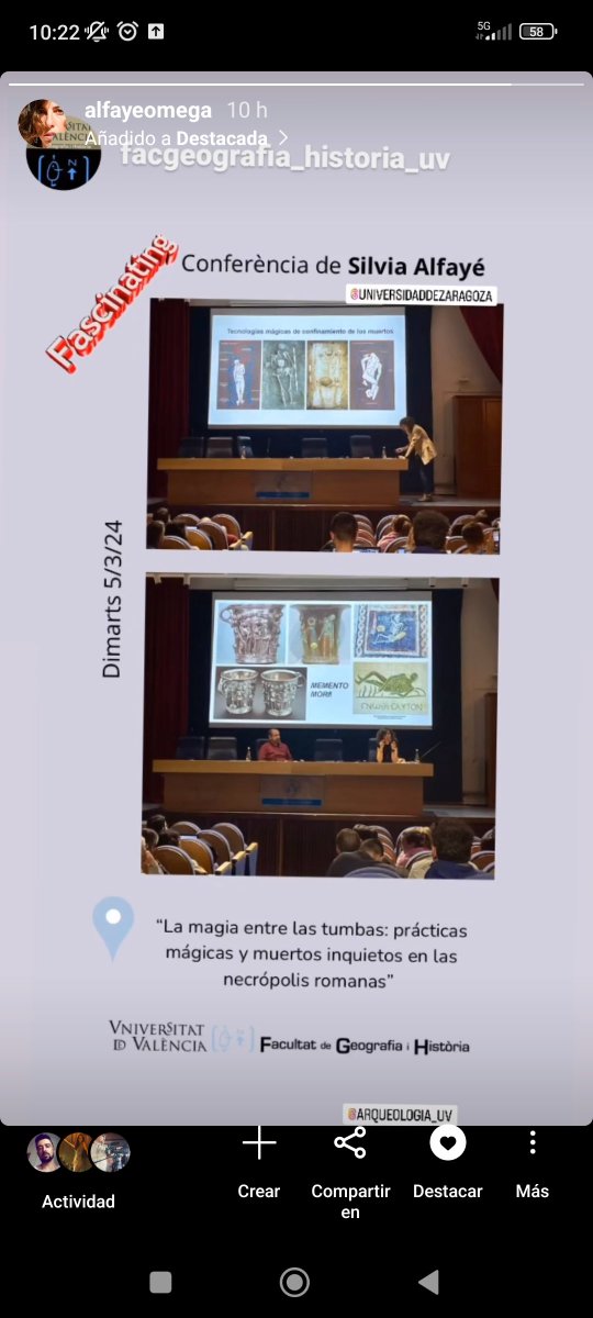 Feliz después del día de ayer en la Universitat de Valencia, pudiendo compartir mi investigación sobre magia, tumbas y fantasmas en la antigua Roma, y de reencuentro con amigxs ☺️💀👻😍