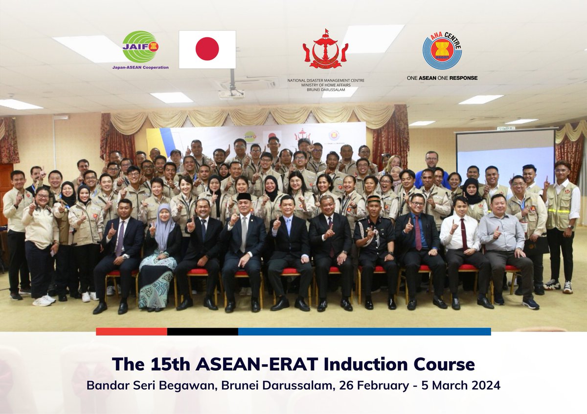 AHACentre's tweet image. Kudos to the 38 #ASEANERAT Members who completed the 15th #InductionCourse in 🇧🇳!

With essential skills in coordination, rapid assessment, information management &amp;amp; humanitarian logistics in hand they are now ready to support affected #ASEAN Member States in emergency situations.