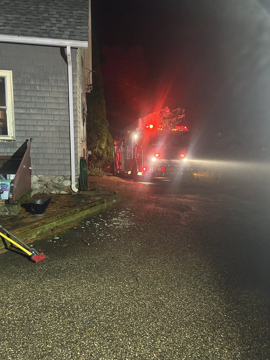 Companies currently working a chimney fire on Pleasant Street.