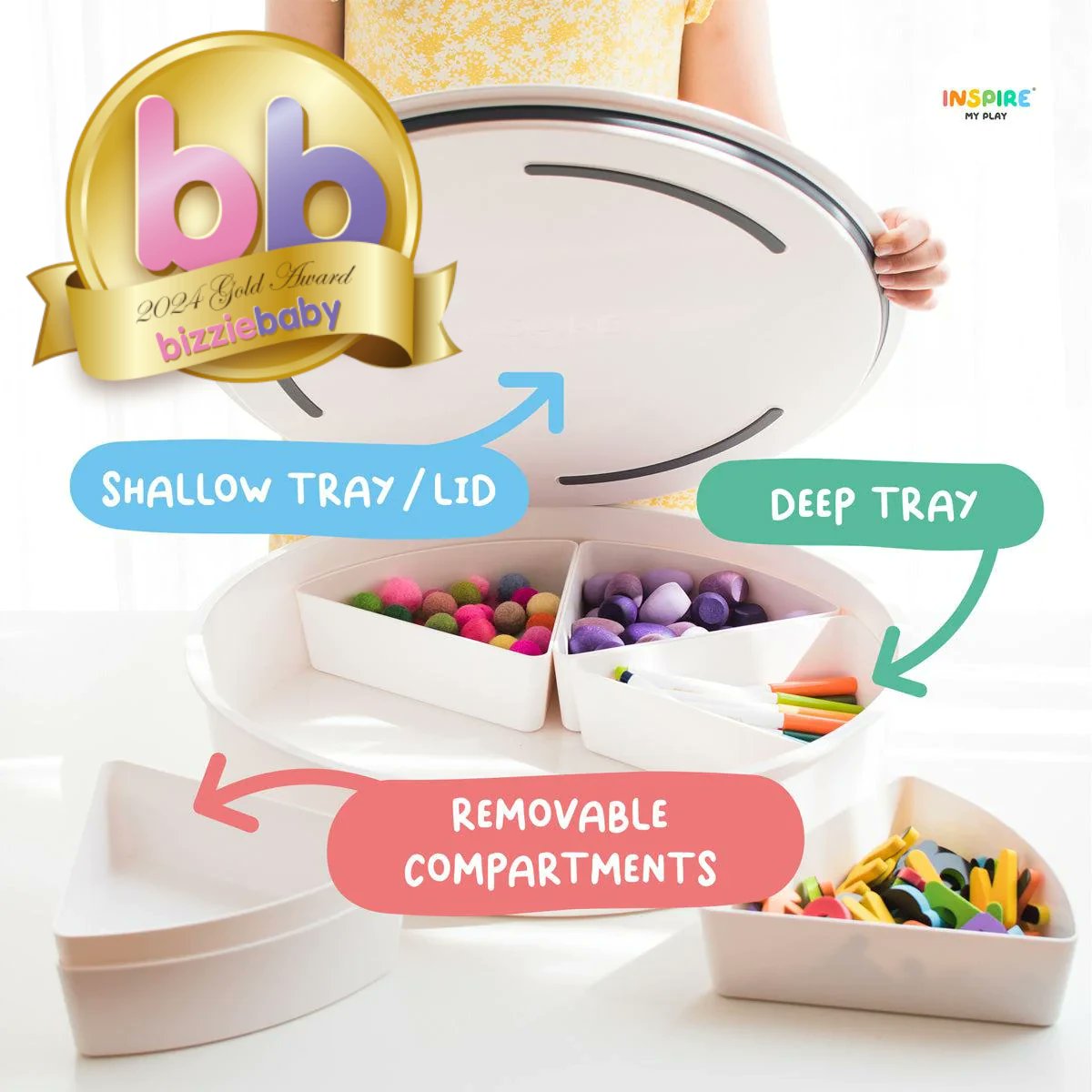 This is a 'Must Have' for all children with creative and inquisitive minds.  Will serve you well all year round and #Bizziebabygoldawardwinner2024 PlayTRAY – Sensory Play Tray With Removable Compartments & Lid bizziebaby.co.uk/product-review…
Buy Here inspiremyplay.com/products/playt…