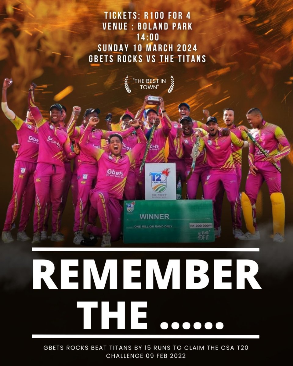 Cricket Boland (@paarl_rocks) on Twitter photo Where have you seen this movie before? <a href="/Titans_Cricket/">Momentum Multiply Titans</a>
#CSAT20Challenge #WozaNawe #GbetsRocks #RockStars #TheRocksNation Where have you seen this movie before? <a href="/Titans_Cricket/">Momentum Multiply Titans</a>
#CSAT20Challenge #WozaNawe #GbetsRocks #RockStars #TheRocksNation