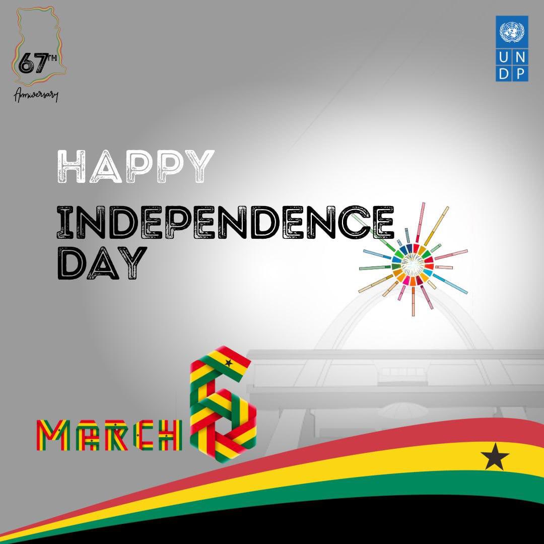 We wish all Ghanaians a happy 67th Independence Anniversary Day!

Let's remain committed to working towards #SDGs attainment to secure a better future for all.