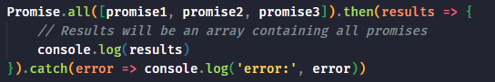 WebtipsHQ's tweet photo. Here are three different ways to use the Promise API in JavaScript:

1️⃣ Use Promise.all to handle multiple promises at once https://t.co/HESjahM7fT