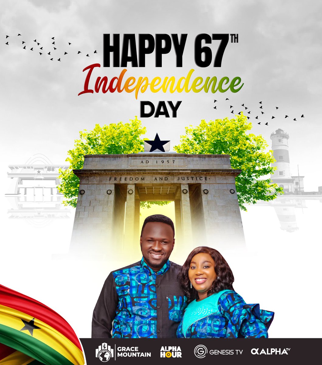 From the Genesis TV team, we wish Ghana and Ghanaians a Happy 67th Independence Day. May we continue to live in peace and tranquility as a Nation in the mighty name of Jesus. May God bless us all.

#PastorElvisAgyemang #LadyMercyAgyemangElvis  #alphatv #GenesisTV