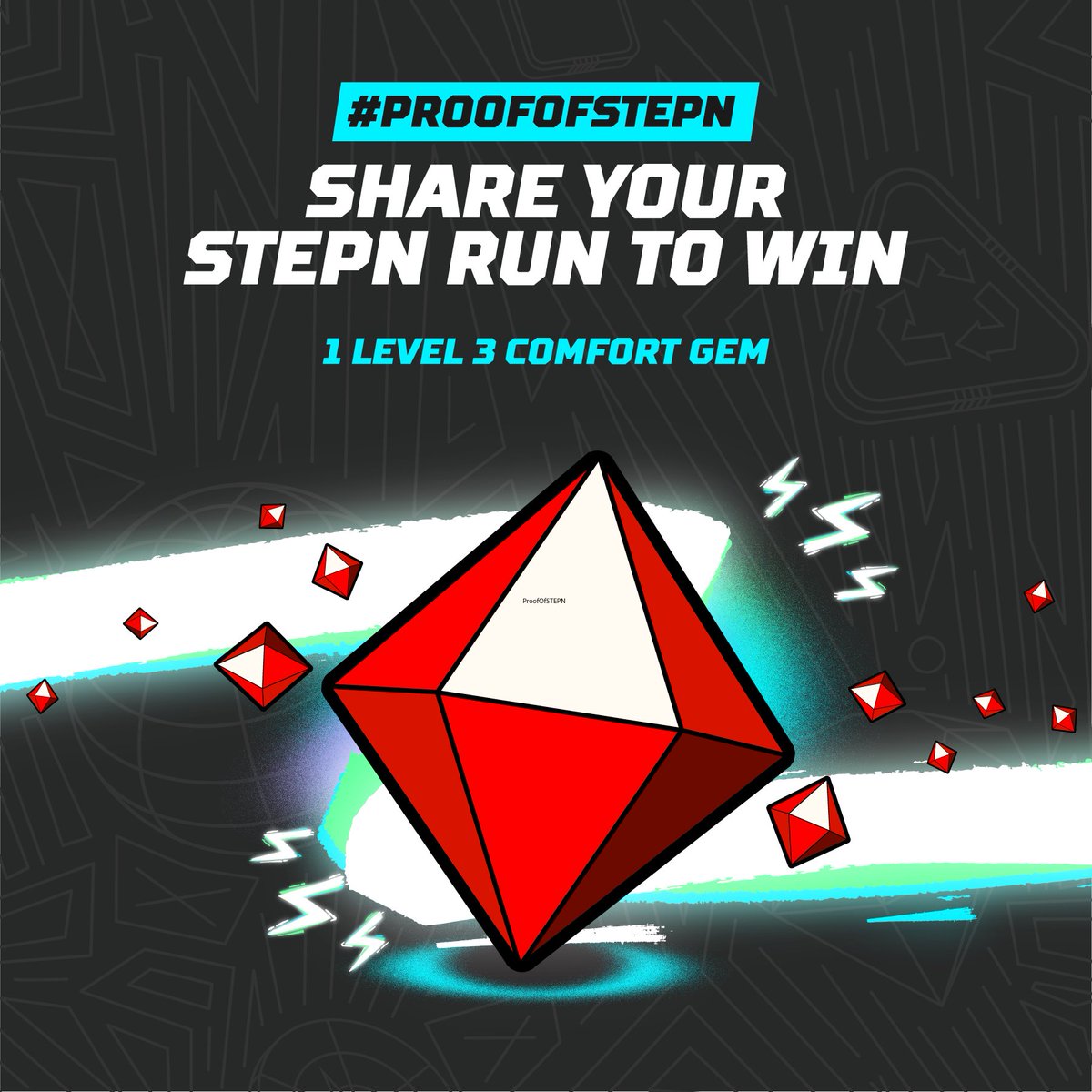 #ProofOfSTEPN Alert 🚨

Get ready for the third edition and a chance to win a Level 3 Comfort Gem by sharing your run!

How to participate:
🔹 Like &amp; RT
🔹 Post your run with #ProofOfSTEPN
🔹 Minimum 2 Energy

👉 We’ll draw one winner on a random day before March 10th, 9am UTC!