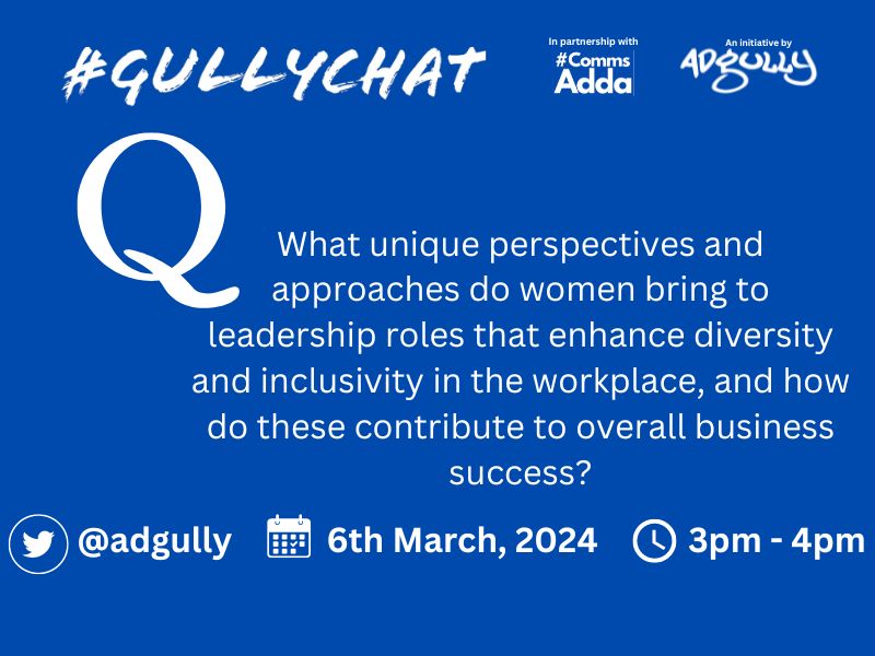 How do women's unique leadership styles enhance diversity, inclusion, and business success?

@trath2017 @jyotsna_d_nanda @EnaChak @AroraAmandeepk @bhavyachirps @MouChakravorty @MadhurimaB_1 

#WomenInPR #WomenLeaders #PR @CommsAdda