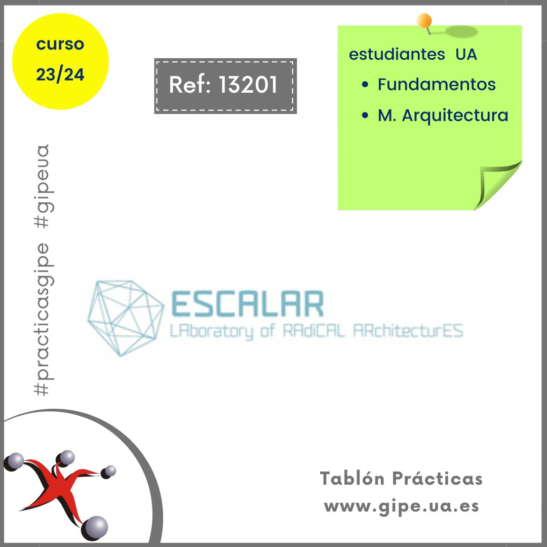 GIPE (@gipeua) on Twitter photo Tablón de ofertas de Prácticas:
Estudiante Grado Fundamentos de la Arquitectura, Máster Arquitectura (Alicante)
gipe.ua.es/es/tablon-de-o…
<a href="/EPSAlicante/">EPS Alicante</a> <a href="/DEEPSUA/">Delegación de Estudiantes EPS UA</a> <a href="/uarqalicante/">uarq_Arquitectura Alicante</a> <a href="/REuarq/">REuarq</a> <a href="/UA_Universidad/">Universidad de Alicante UA</a> #practicasgipe #gipeua #UA Tablón de ofertas de Prácticas:
Estudiante Grado Fundamentos de la Arquitectura, Máster Arquitectura (Alicante)
gipe.ua.es/es/tablon-de-o…
<a href="/EPSAlicante/">EPS Alicante</a> <a href="/DEEPSUA/">Delegación de Estudiantes EPS UA</a> <a href="/uarqalicante/">uarq_Arquitectura Alicante</a> <a href="/REuarq/">REuarq</a> <a href="/UA_Universidad/">Universidad de Alicante UA</a> #practicasgipe #gipeua #UA
