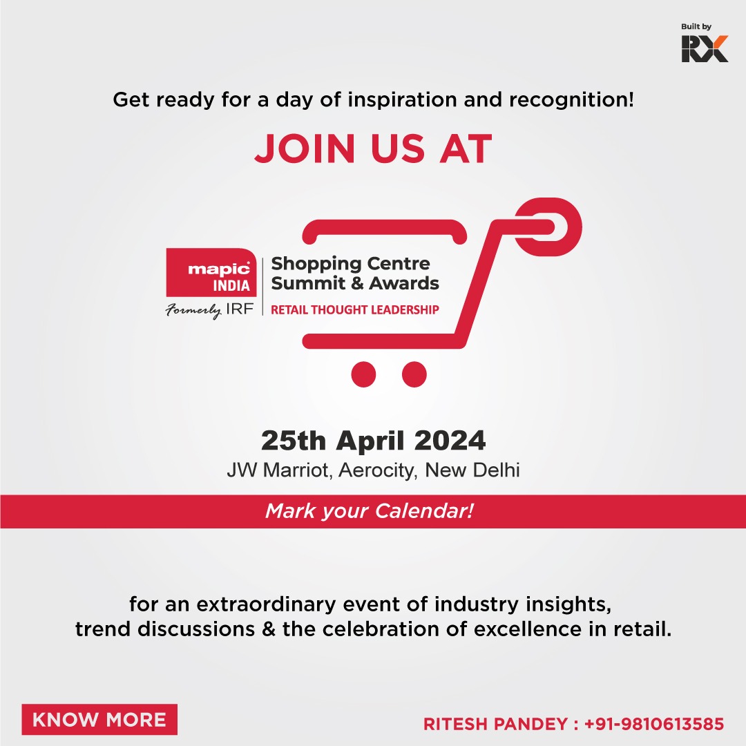 Mark Your Calendars to be a part of @MAPIC_India 𝐒𝐡𝐨𝐩𝐩𝐢𝐧𝐠 𝐂𝐞𝐧𝐭𝐫𝐞 𝐑𝐞𝐭𝐚𝐢𝐥 𝐒𝐮𝐦𝐦𝐢𝐭 𝐚𝐧𝐝 𝐀𝐰𝐚𝐫𝐝𝐬!
Don't miss your chance to be part of this unforgettable experience!
𝐑𝐞𝐠𝐢𝐬𝐭𝐞𝐫 𝐍𝐨𝐰: cutt.ly/jwVoh6xJ

#MapicIndia #IRF #RX #India #Awards