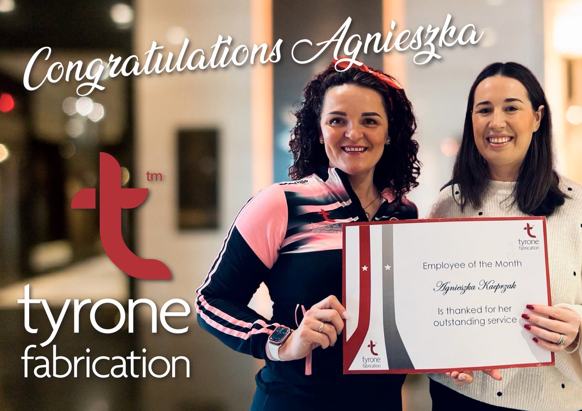 A welcome boost for our Tyrone Fabrication colleague &amp; friend Agnieszka Kacprzak, who this week has been awarded the accolade of February Employee-of-the-Month by Kathy Heatherington.
Many thanks to Agnes for her hard work &amp; outstanding effort. Enjoy the £400 accompanying bonus!