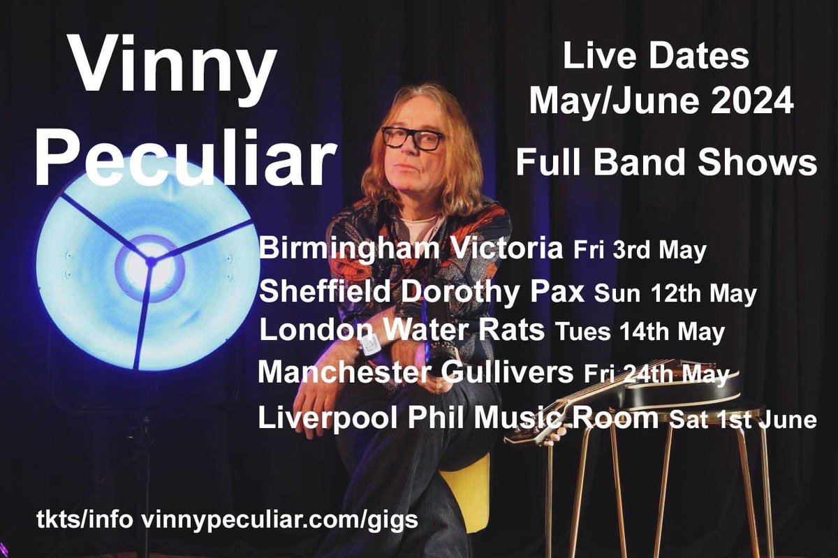 New VP band shows announced @TheVictoria @DorothyPax @MontoWaterRats @gulliverspub @liverpoolphil tkts/details vinnypeculiar.com/gigs/