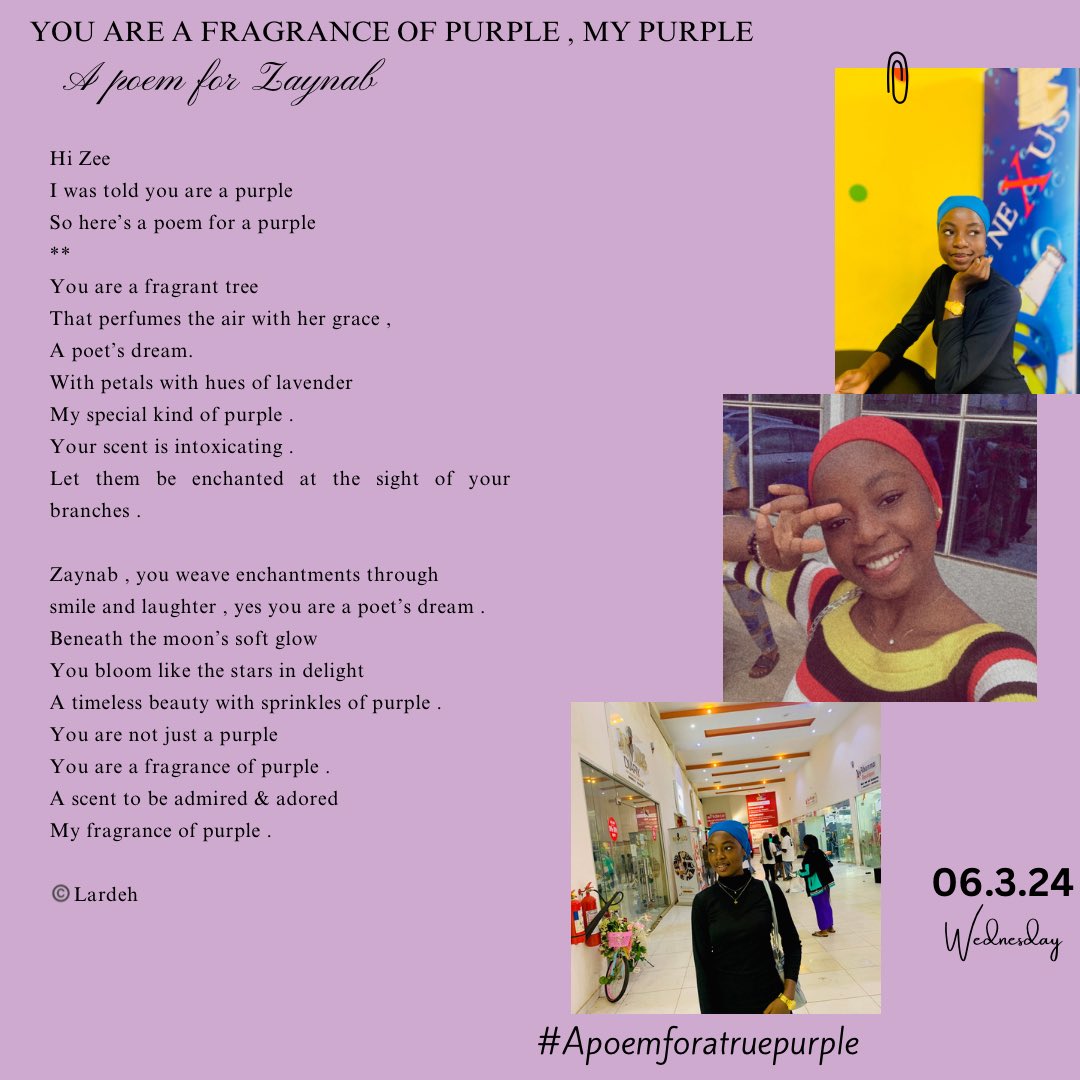 DAY 66 💜✨ YOU ARE A FRAGRANCE OF PURPLE , MY PURPLE 
@EmeraldZee1 Hi purple 🌚💜

#poetrytrybe #366dayspoetrychallenge #Apoemforatruepurple