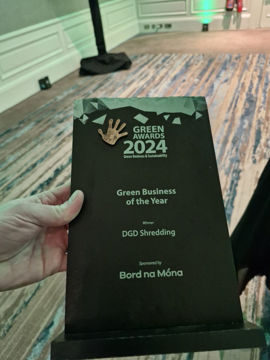 DGDShredding's tweet image. Everyone here at DGD Shredding is delighted that not only did we win the "Green Small Organisation of the Year" award but we also won the "Green Business of the Year" award at The Green Awards 2024.
#greenawardsirl #awardsnight #GreenAwards #greenawards2024