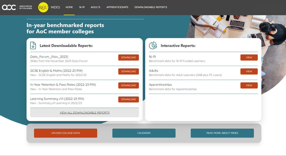 New MiDES insights 💡📊 We've updated the MIDES benchmarked data reports with the latest data. Explore the interactive reports for fresh insights into the curriculum profile, in-year retention, and apprenticeships. @AoC_info #MIDES #Colleges buff.ly/49ZhzHP