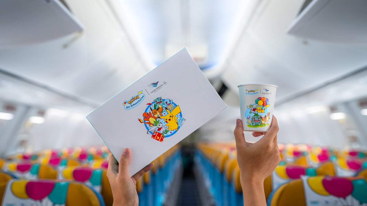 Welcome to Changi, @IndonesiaGaruda’s #PikachuJet GA-1! ✈️ Enjoy a unique Pokémon experience with themed amenities and cabin decor. Spot iconic Pokémon adorning this livery, including Squirtle, Eevee, and of course, Pikachu! ⚡️