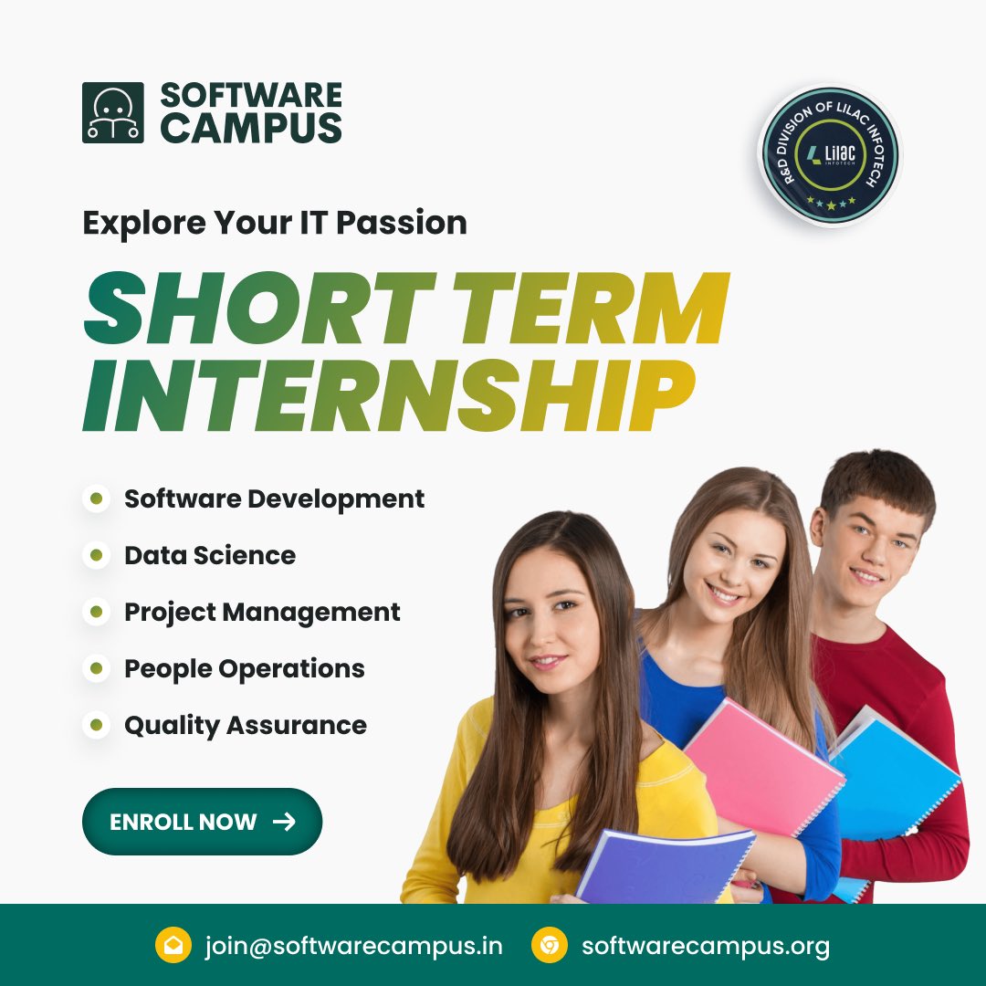 software_campus's tweet image. Unlock your potential with our Software Campus Certified Junior (SCCJ) programs! 🌟
Choose from a range of exciting fields including Software Development, Project Management, Data Science, HR, and Quality Assurance.
join@softwarecampus.in #SCCJ #ITCareer #SoftwareCampus