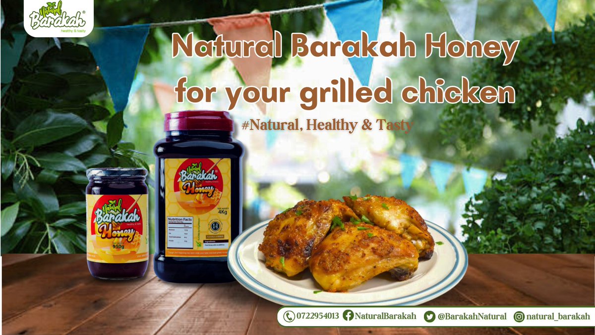 Looking for a game changer on your grilled chicken? Look no further!
Natural Barakah Honey turns your chicken into a delicacy.
Natural, healthy &amp; tasty in every drop.
.
.
Call:0722954013

Natural | Healthy | Tasty
#naturalbarakahhoney #naturalhoney #honey #grilledchicken