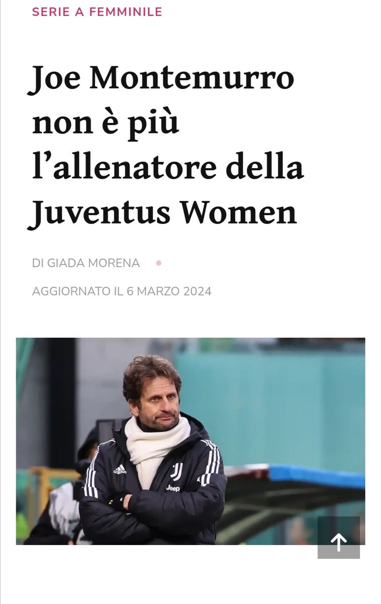 #Calciofemminile TERREMOTO IN CASA @JuventusFCWomen! ESONERATO IL TECNICO JOE MONTEMURRO! Squadra affidata al vice Giuseppe Zappella. Tutto su @LFootball_