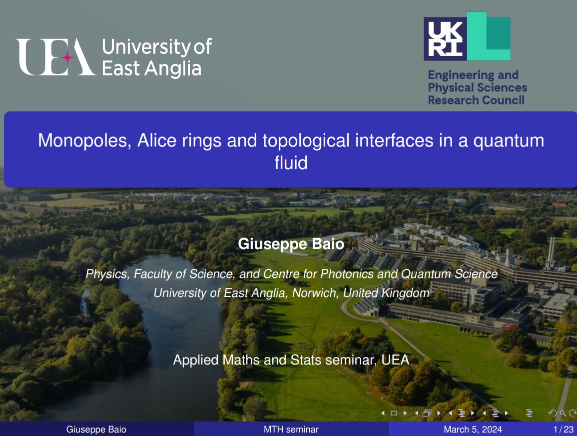 AlbeSquared's tweet photo. A bit of #QuantumFluids at the #AppliedMaths and #Stats seminar @ueamaths thanks to our neighbour from #Physics @JosephBaio https://t.co/WYASHwnVkv