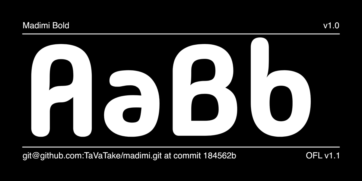 googlefonts's tweet photo. Madimi One by @TaVaTake1 is a rounded sans with a mixed geometric and organic design.

Madimi takes inspiration from the gentle curved geometry of certain Southern Afrikan graphic symbols. Circles are a main feature, the circle being a shape that represents the womb of a woman in KiNtu symbologies. The idea behind Madimi is to enact the subtle visual subtext of Afrikan visual traditions. Madimi is simple, clean and round edged but still remains clear and easy to read.

https://t.co/j5EJRXuZ2U

“The idea behind this typeface is to act as a sort of subtle visual subtext of Afrikan visual traditions, like the curved lines of a lusona drawing, which is hoped to distinguish it from standard typefaces of the Latin alphabet, as we move towards greater incorporation of indigenous writing and graphic systems in our design texts.”