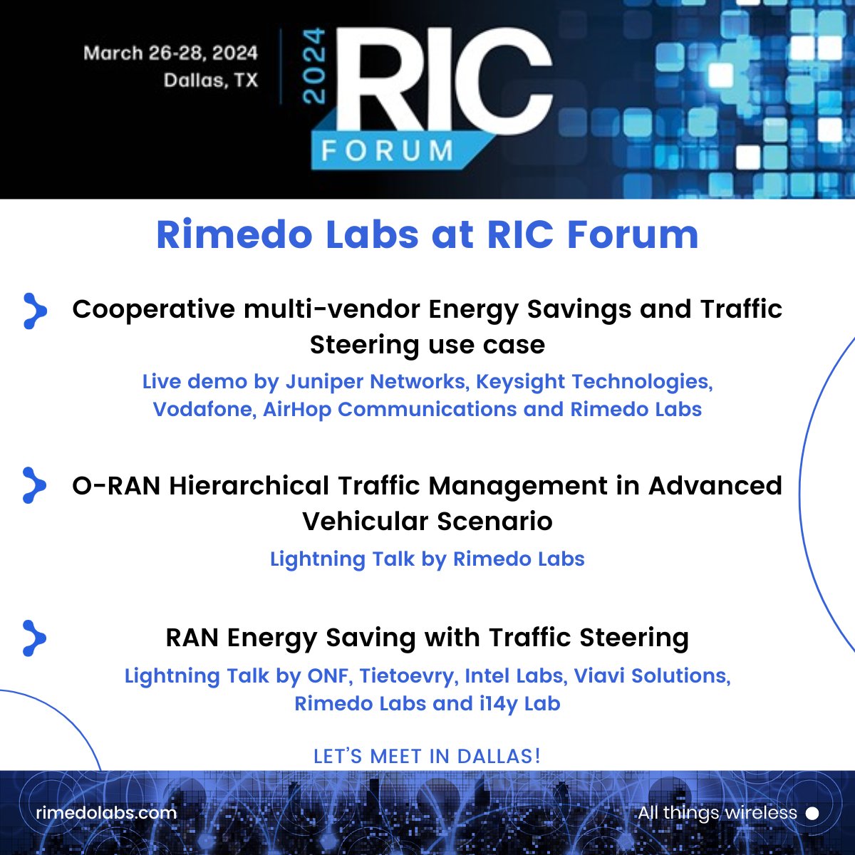 See you in Dallas at NTIA/DoD RIC Forum. 

#ric #oran #5g #energysaving #trafficsteering