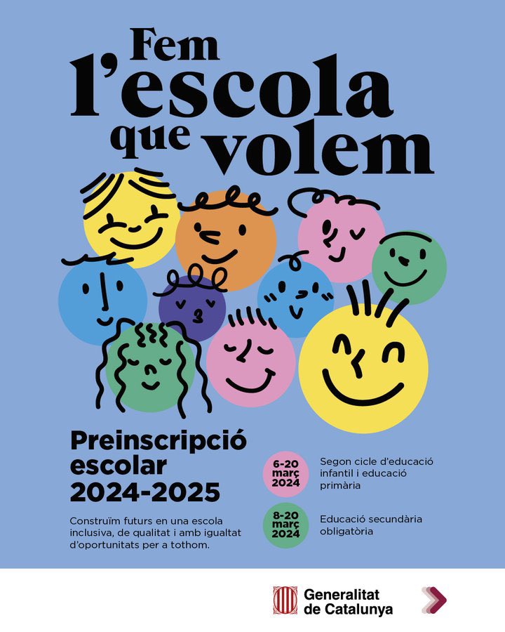 Avui 6 de març comença el període de #preinscripcio als centres escolars. Hi ha temps fins el dia 20 de març. La preinscripció és telemàtica. L’Oficina Municipal d’Escolarització ofereix assessorament i ajuda en el tràmit a tot aquell/a que ho necessiti. @elvendrell_cat