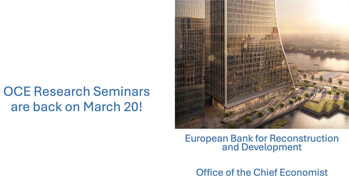 The OCE Weekly Research Seminar Series is soon restarting with an impressive lineup of speakers! For more info, check this out and mark your calendars: loiaconofrancesco.com/oce-research-s… What does doing Economics at the @EBRD mean? Read more here: ebrd.com/what-we-do/eco…