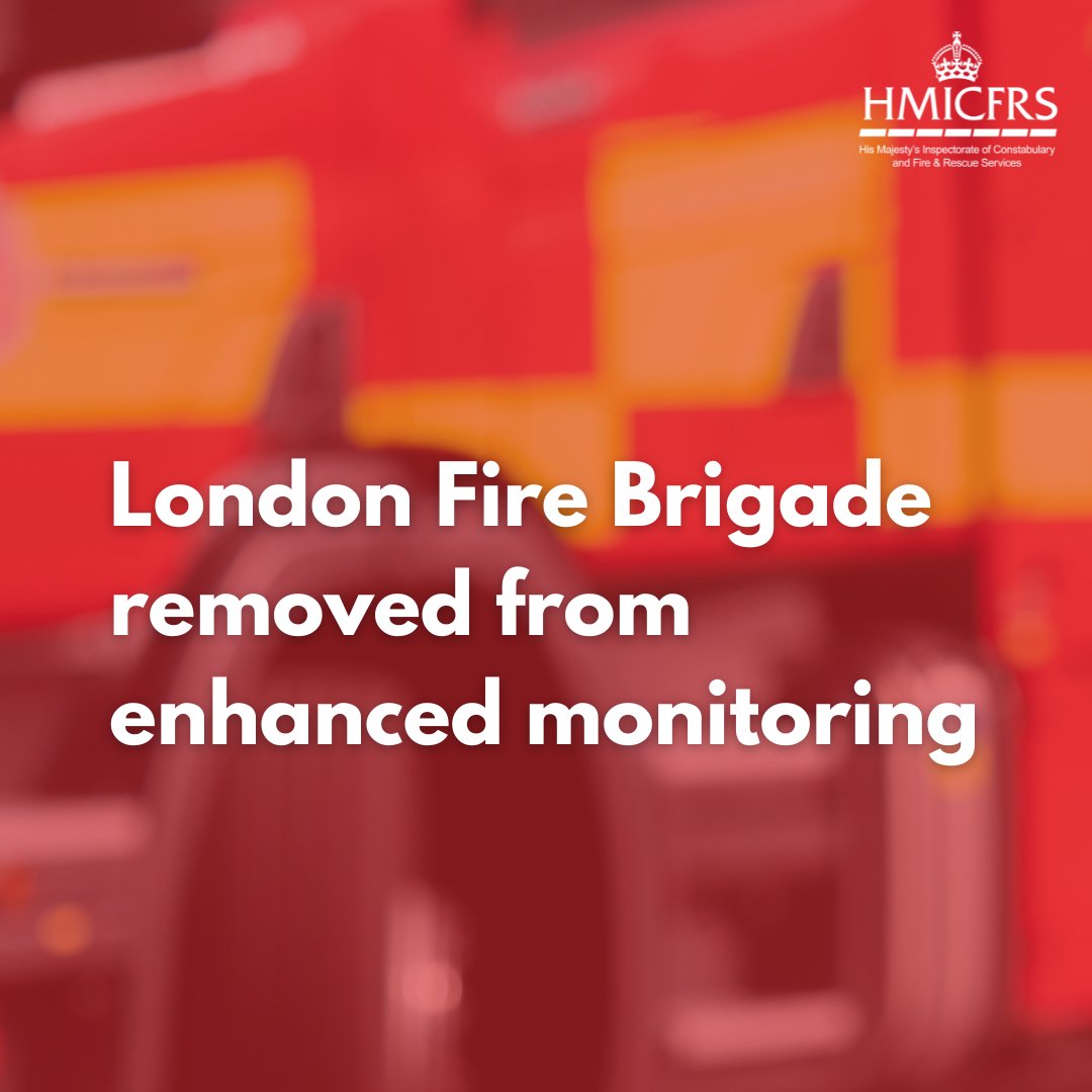 Today @AndyCookeHMCI has decided to remove <a href="/LondonFire/">London Fire Brigade</a> from our enhanced level of monitoring, known as Engage, and return the service to routine monitoring.

⬇️ Read more:
ow.ly/ik2V50QMiuf