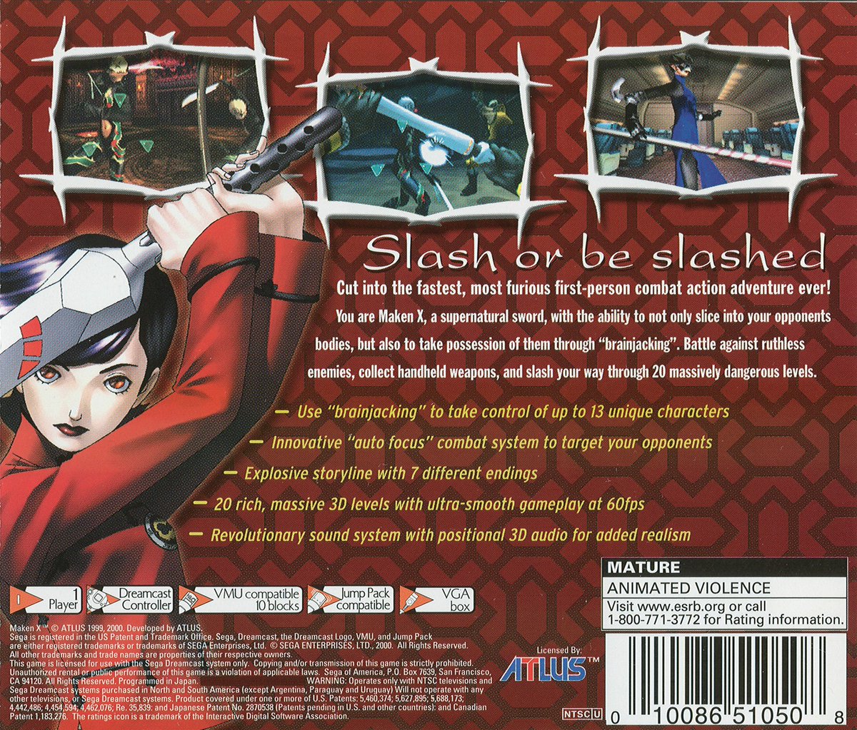 MAKEN X: In 1999 a supernatural sword bonded to Kay Sagami. An excellent first person Sega Dreamcast hack & slash game from Atlus this later got a PlayStation 2 remake, did you ever Brainjack other characters? Which ending did you get? #retrogaming #Sega #Dreamcast #90s #gaming
