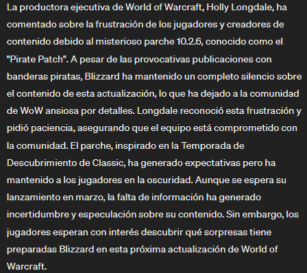 zukyez's tweet image. 🏴☠️ ¡Silencio sobre el parche 10.2.6 de WoW! Holly Longdale, productora ejecutiva de World of Warcraft, aborda la inquietante falta de detalles. Los jugadores esperan ansiosos el lanzamiento en marzo. #WoW #PiratePatch