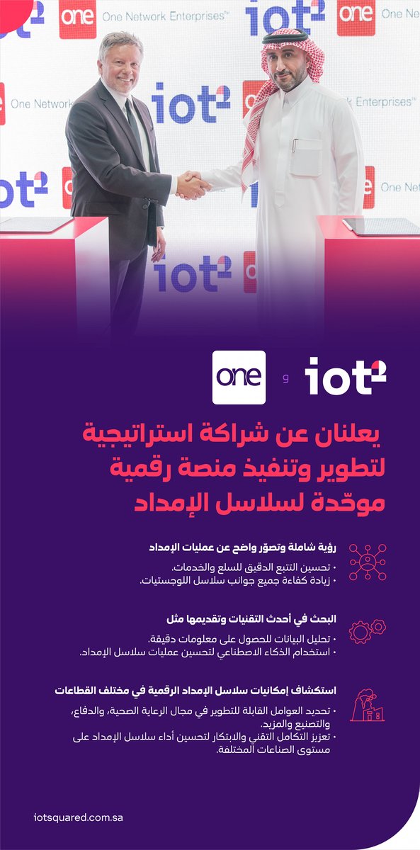 نفخر بتوقيع مذكرة تفاهم مع @onenetwork لإنشاء وتطوير منصة رقمية موحّدة لسلاسل الإمداد لعمليات أكثر كفاءة. #ليب24