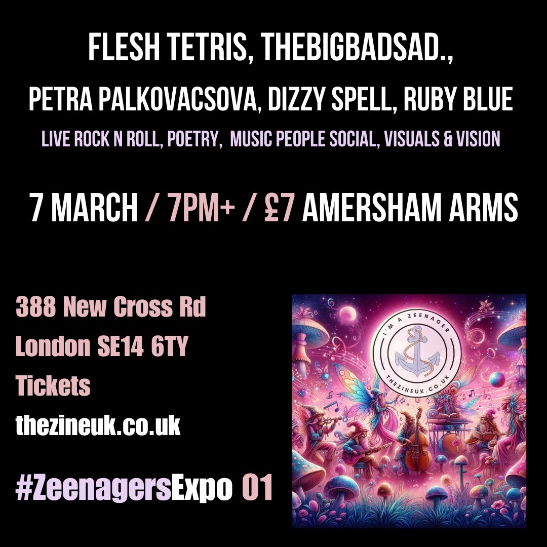 #musictourism - incoming, also, from the midlands, the west country and the north west to @TheAmershamArms #SELondon for the #ZeenagersExpo launch on 7th March

rock n roll friends, you're invited, love Events Dept. thezineuk.co.uk/shop/thezineuk…