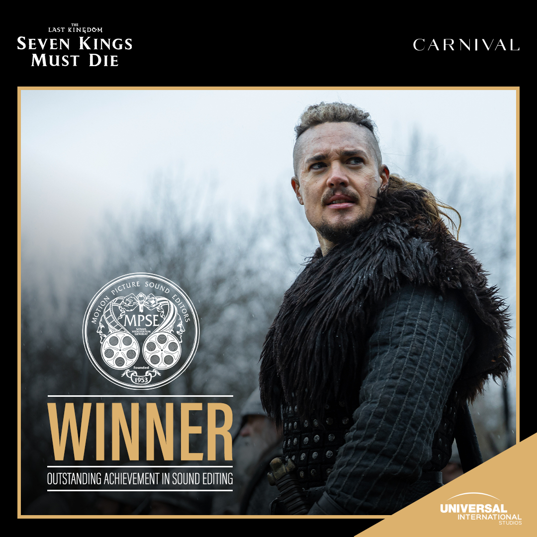 We're proud to share that Carnival's #TheLastKingdom: Seven Kings Must Die has won an Outstanding Achievement Award in Sound Editing at the 71st Annual MPSE Golden Reel Awards. #UniversalInternationalStudios #UIS