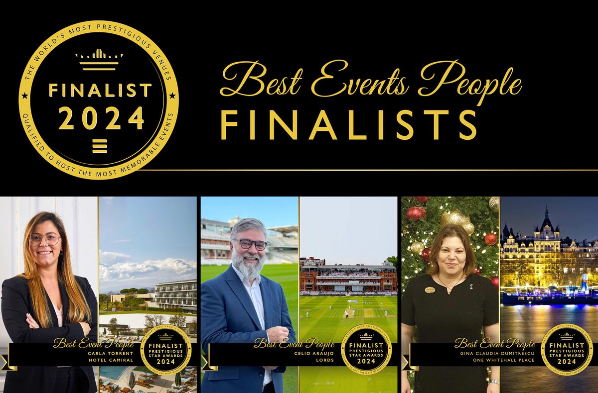 Congratulations to C. Torrent from @hotelcamiral, C. Araujo from @HomeOfCricket and G. Dumitrescu from @OWP_London - top 3 Best Events People in #PrestigiousStarAwards 2024!

prestigiousstarawards.com/2024-nominees#… 

#VenueAwards #BestVenues #LondonsGrandBall