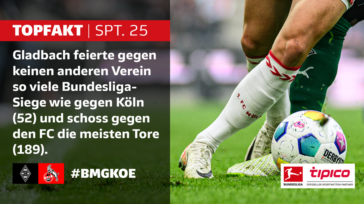 Derby am Rhein 🔥
Packt die @Borussia einen weiteren Sieg gegen den @fckoeln auf ihr Konto? #TopFakt
@Tipico_de

Die Fakten-Vorschau zum Spieltag ➡️ bundesliga.com/de/bundesliga/…