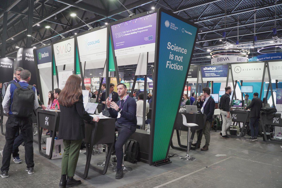 EUeic's tweet image. The #EUeic Tech to Market Venture Building Programme took a group of 13 #eicPathfinder and #eicTransition projects to the #MWC24 in Barcelona. 🚀

This group of cutting-edge #innovators showcased their research and technology. 📲

Learn more👉 bit.ly/3V597CT
