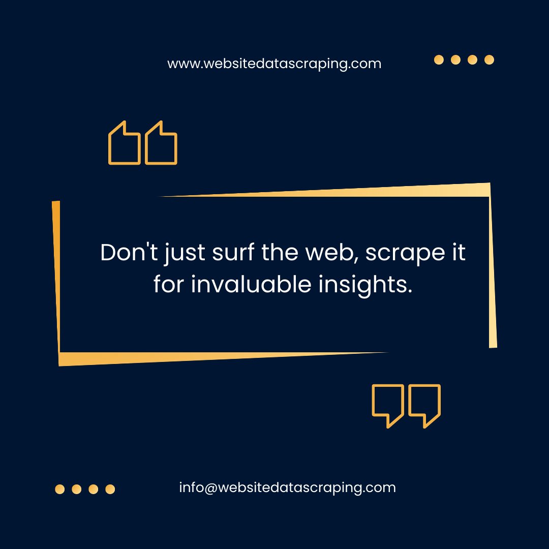 webscraping01's tweet image. Unlock valuable data with WebsiteDataScraping.com! 🌐📊 Extract insights effortlessly. #WebScrape #DataMining
📧 Email: info@websitedatascraping.com