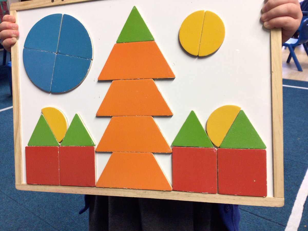 BPSEYFS's tweet image. Two girls made a shapes picture. “It’s the time of day when the sun and moon are out at the same time” “it’s at the nearly night time”