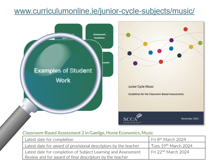 Best wishes to all 3rd year Music students getting ready to submit their CBA 2 Programme Note this week. Check out the Assessment Guidelines and NCCA examples of student work at curriculumonline.ie/junior-cycle/j… @PPMTA