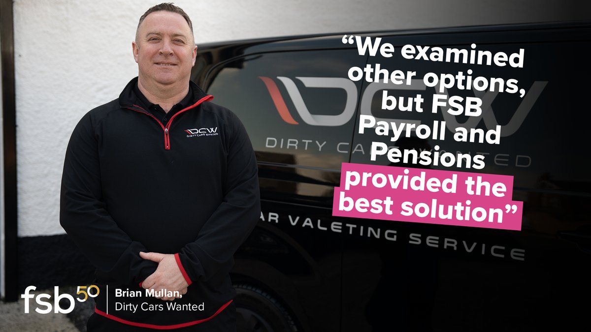 “We examined other opportunities, but FSB Payroll and Pensions provided the best solution for our business.” Brian Mullen, from @DirtyCarsWanted shares how being an #FSBmember allows his small business to be part of something bigger. go.fsb.org.uk/BrianMullan #SmallBusinessBigWins