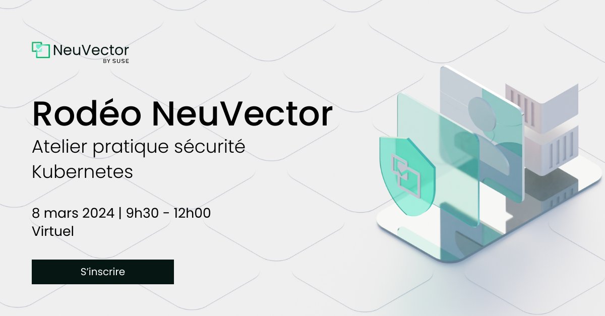 📣 Dernière chance de réserver votre place ! 📣 Rendez-vous vendredi pour une session passionnante dédiée à la sécurité des conteneurs.

👉 inscription : okt.to/WXMRai

#kubernetes #neuvector #sécuritédesconteneurs #cybersécurité