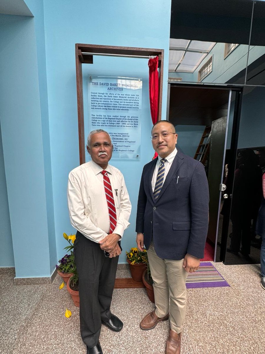Honoured to inaugurate the #DrDavidBaker Memorial Archives ⁦@StStephensClg⁩ alongwith Principal Prof Varghese. Thanks to alumni from #Nagaland