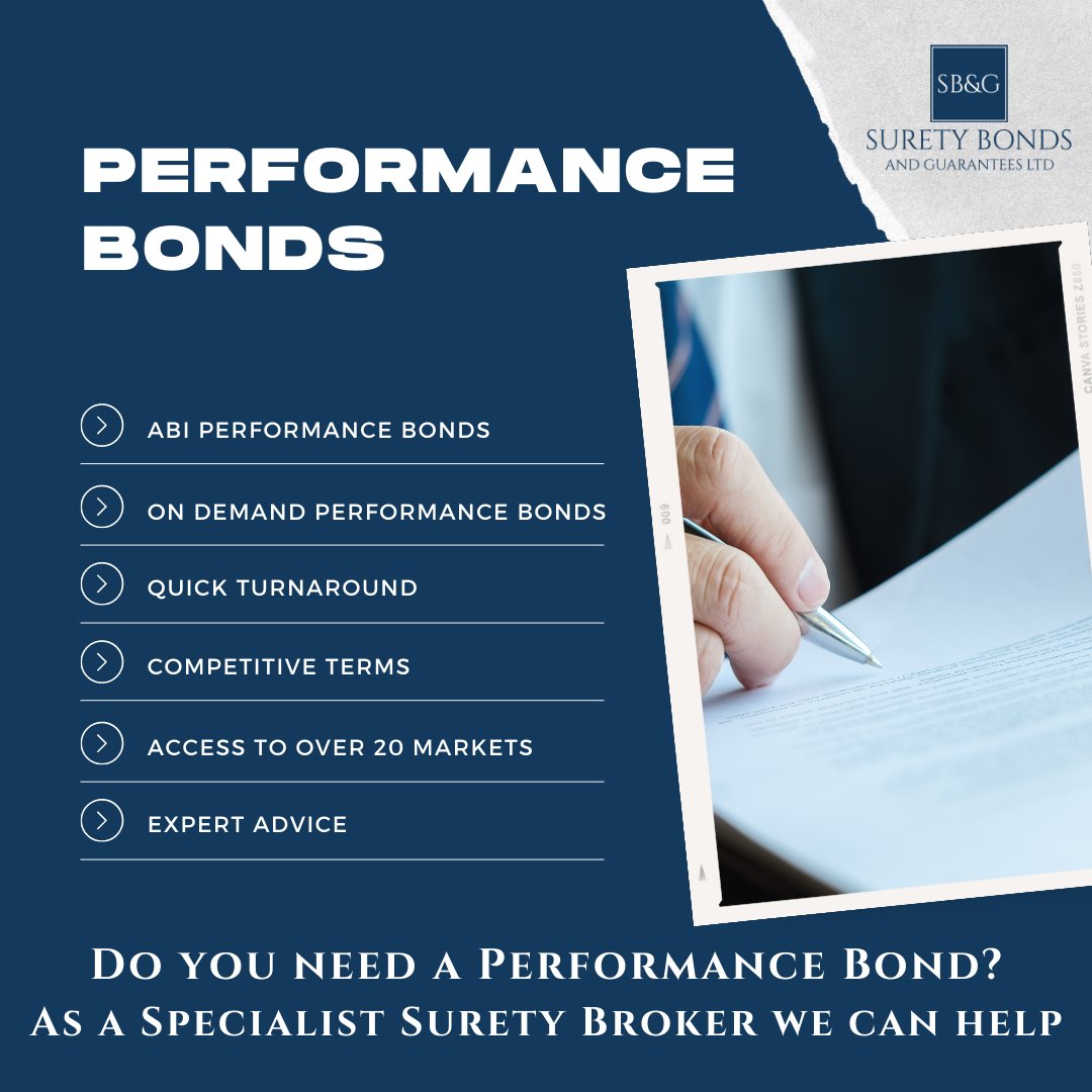 Performance Bonds form a crucial part of many construction projects. We can assist place any size or type of Performance Bond no matter the wording we have markets that will assist.

T: 02476017646
#suretybonds #performancebonds