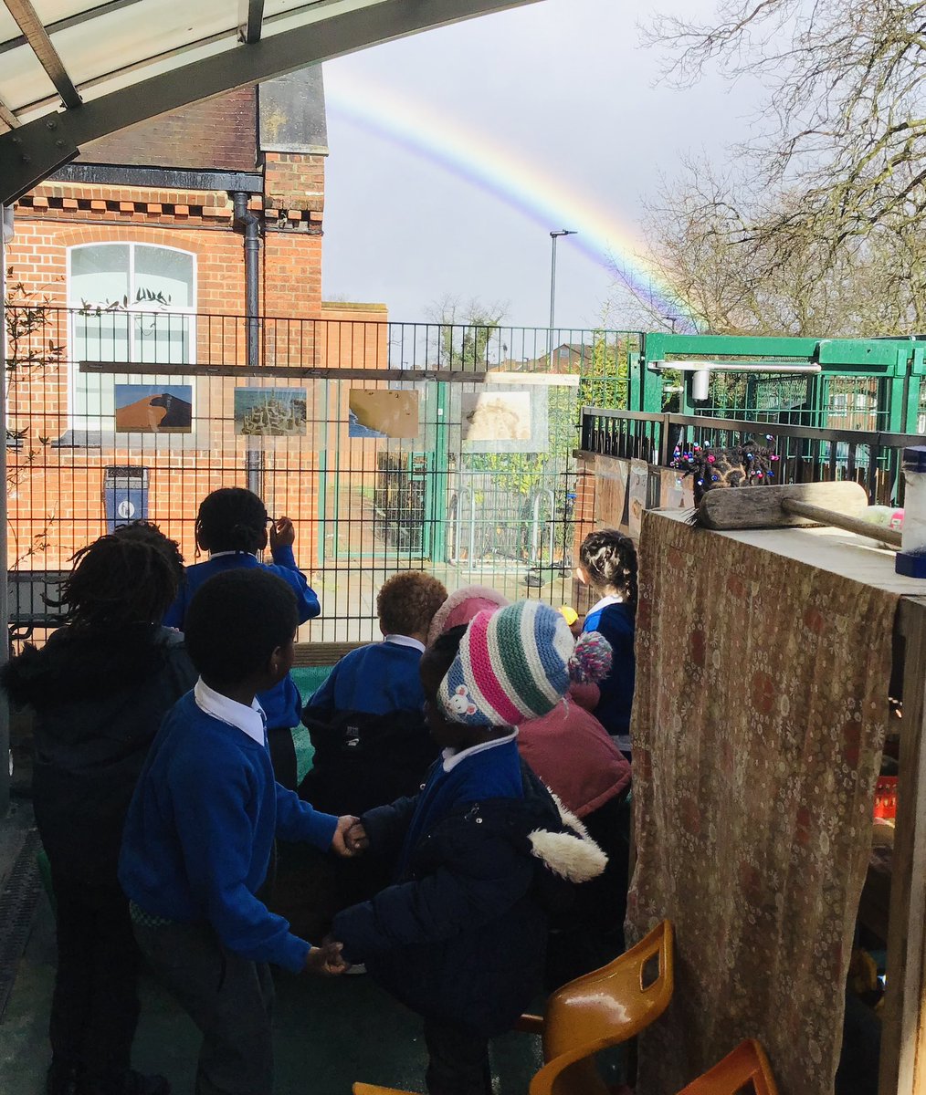 #Reception were delighted by a highlight of our changeable weather. #rainbow