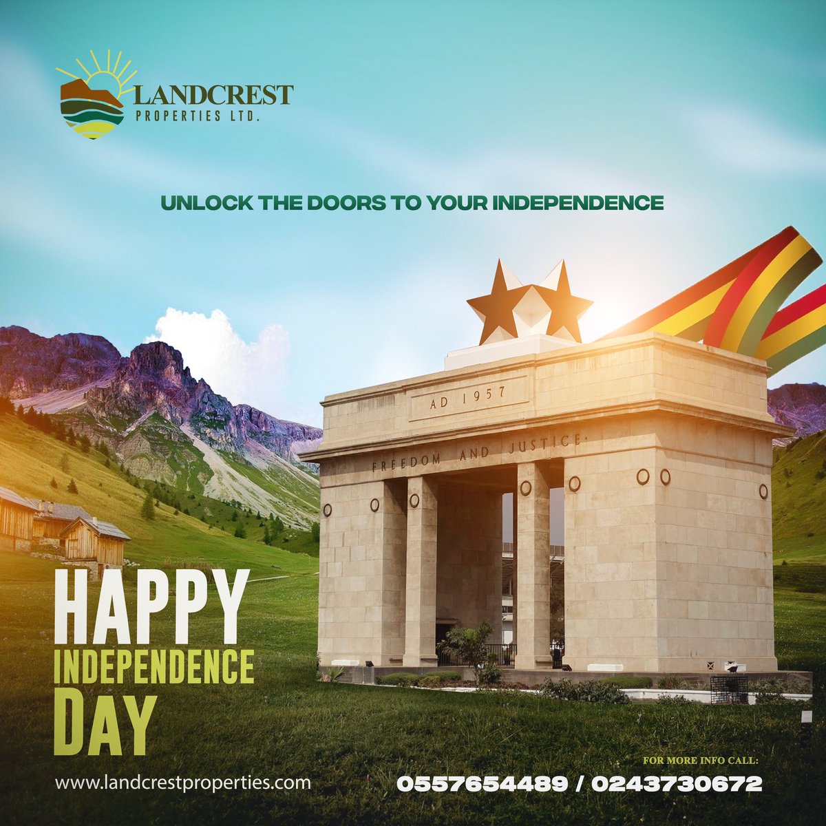 Landcrestprop's tweet photo. Home of the brave, land of the free, and the best place to find your dream space! 🏡🎆

Happy 67th Independence to all Ghanaians around the globe🌎 

#landcrestproperties #landcrest #greenfield #greenfieldestate #independenceday #affordablehousing https://t.co/cefG2p7aEN