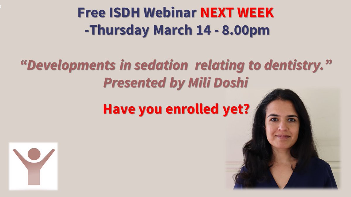 Have you enrolled yet for our webinar next week on dental sedation presented by Mili Doshi, Consultant in #Specialcaredentistry? @MiliDoshi7 Topics to be covered include: - Bispectral index monitoring - Capnography - Remimazolam Link to register below: us02web.zoom.us/webinar/regist…